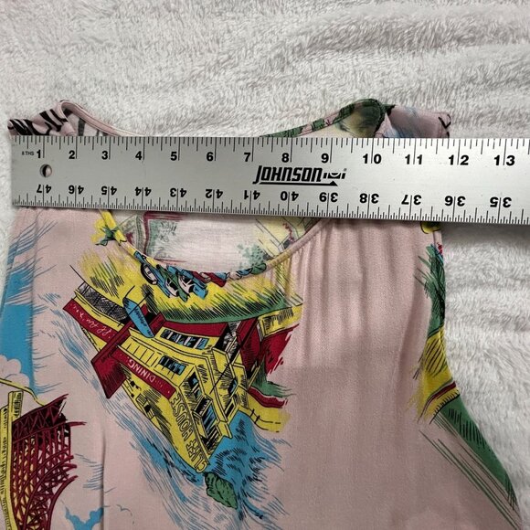 Tiny Womens Sleeveless Printed Tie-Waist Blouse Top Small Pink Multicolor Casual - Picture 4 of 6